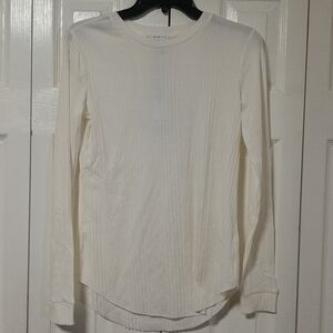 For The Republic Cream Long Sleeve Ribbed Top